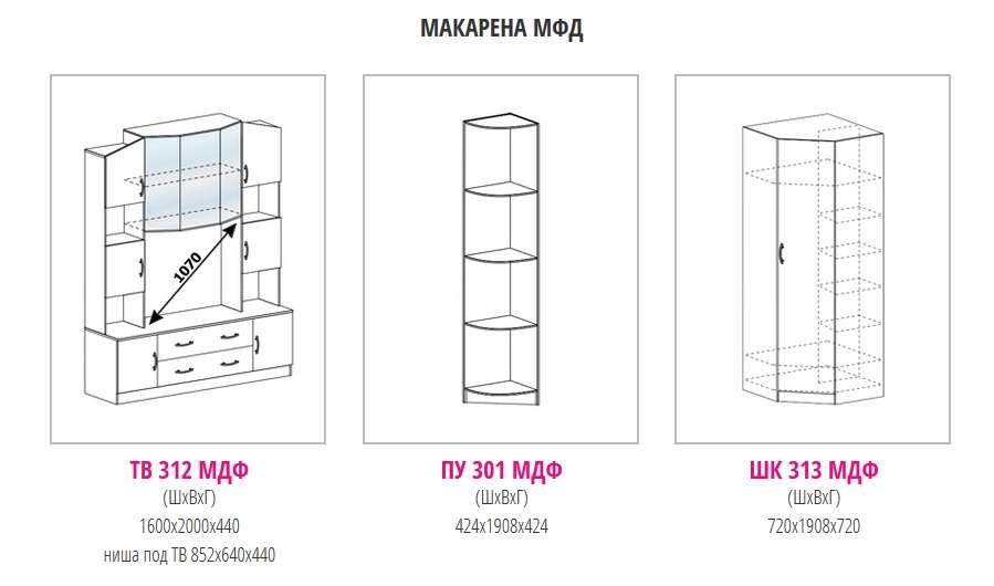 Стенка «Макарена» МДФ модульная (СМ) в Нижнем Новгороде фото №2