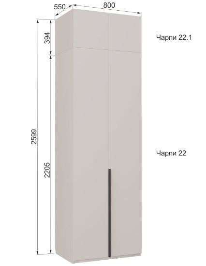 Шкаф 2-х створчатый «Чарли» №22 с Антресолью №22.1 (Аквилон) в Нижнем Новгороде фото №4